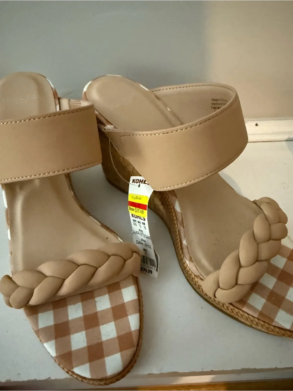 Draper James Beige Braided Strap Wedge Sandals